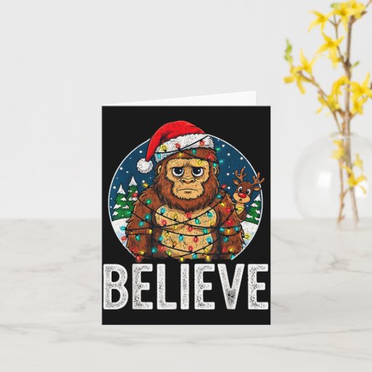 Funny Bigfoot Believe Christmas Sasquatch Santa Fo Kaart (Gele Bloem)
