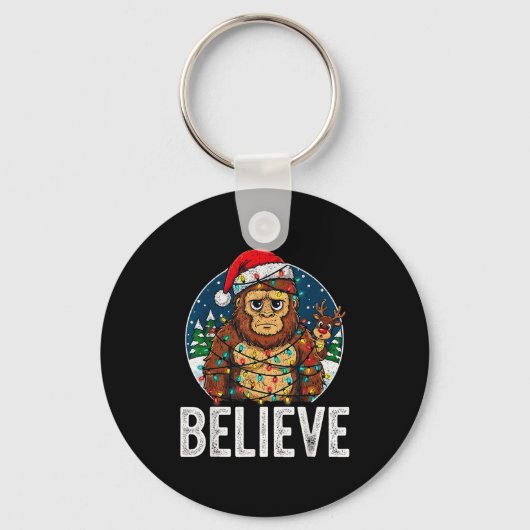 Funny Bigfoot Believe Christmas Sasquatch Santa Fo Sleutelhanger (Voorkant)