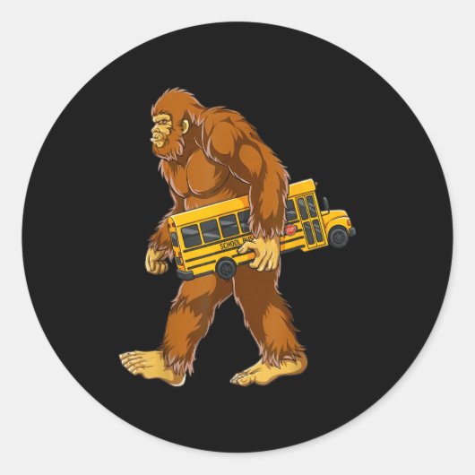 Funny Bigfoot Bus Driver Sasquatch School Bus Love Ronde Sticker (Voorkant)