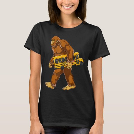 Funny Bigfoot Bus Driver Sasquatch School Bus Love T-shirt (Voorkant)