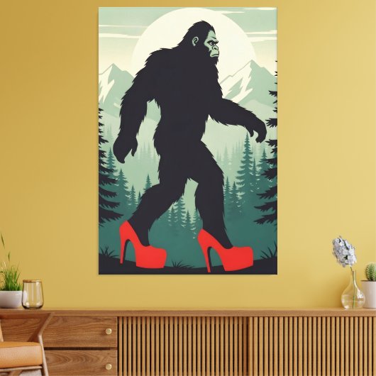 Funny Bigfoot Canvas Afdruk (Insitu (Woonkamer))