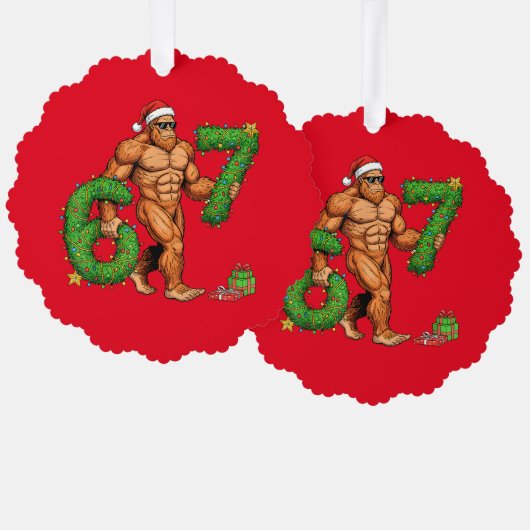 Funny Bigfoot Christmas Ornament – Paper Design  (Voorkant / Achterkant)