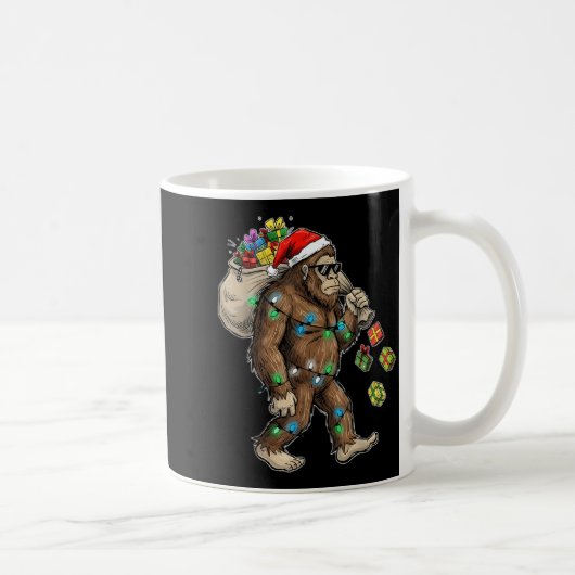 Funny Bigfoot Christmas Tree Lights Xmas Boys Mens Koffiemok (Rechts)