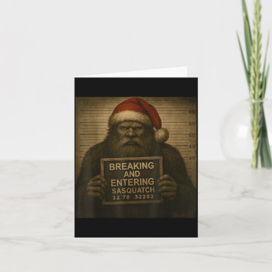Funny Bigfoot Christmas – Xmas Sasquatch Mugshot  Kaart (Voorkant)