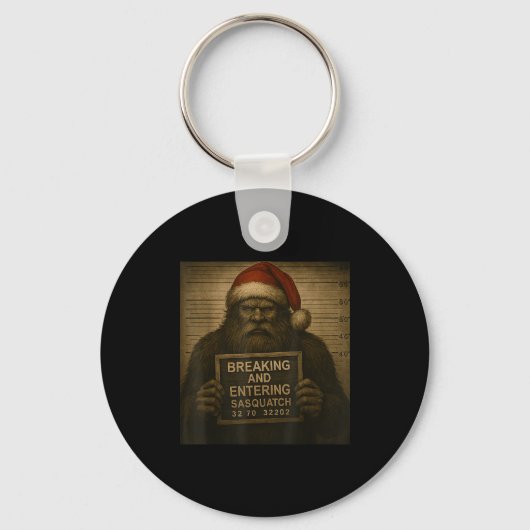 Funny Bigfoot Christmas – Xmas Sasquatch Mugshot Sleutelhanger (Voorkant)