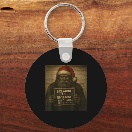 Funny Bigfoot Christmas – Xmas Sasquatch Mugshot  Sleutelhanger (Voorkant)