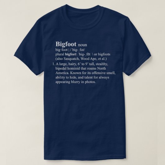 Funny Bigfoot-definitie T-shirt (Design voorkant)