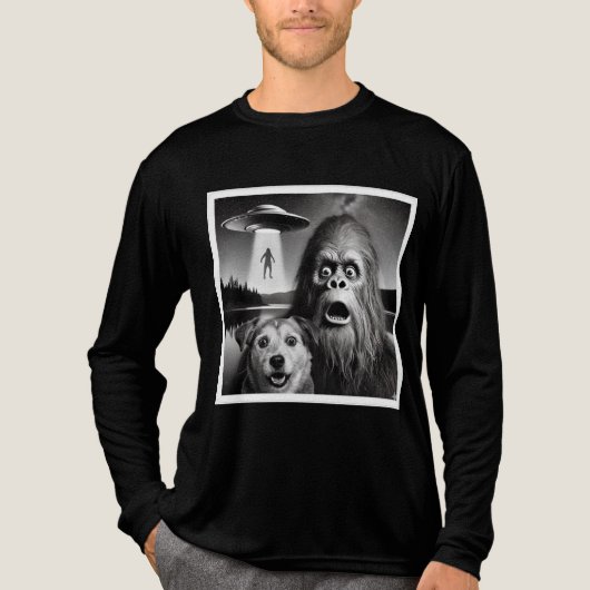 Funny Bigfoot & Dog for  Alien believers  Tri-Blend Shirt (Voorkant volledig)