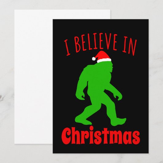 Funny Bigfoot geloof ik in Kerstmis Bedankkaart (Voorkant / Achterkant)