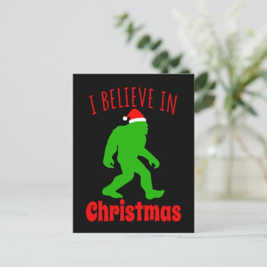 Funny Bigfoot geloof ik in Kerstmis Briefkaart (Staand voorkant)