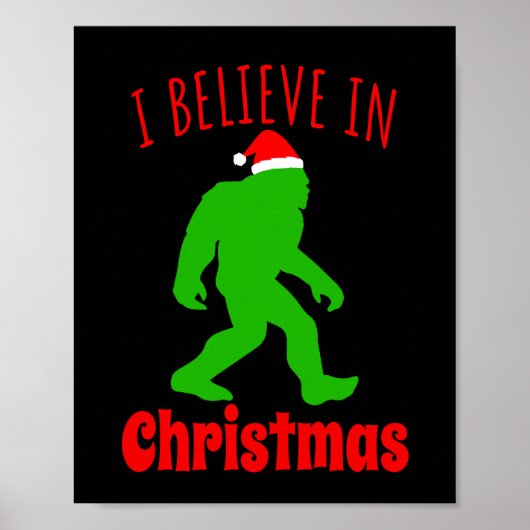 Funny Bigfoot geloof ik in Kerstmis Poster (Voorkant)