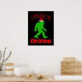 Funny Bigfoot geloof ik in Kerstmis Poster (Keuken)