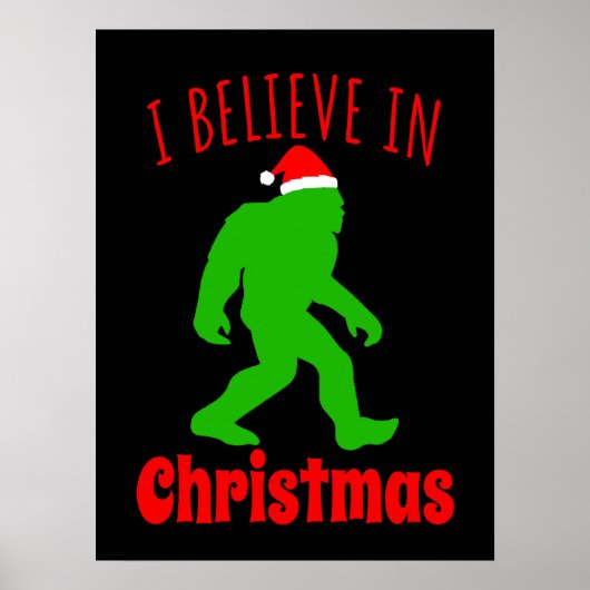 Funny Bigfoot geloof ik in Kerstmis Poster (Voorkant)