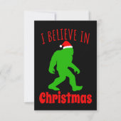 Funny Bigfoot geloof ik in Kerstmis RSVP Kaartje (Voorkant)