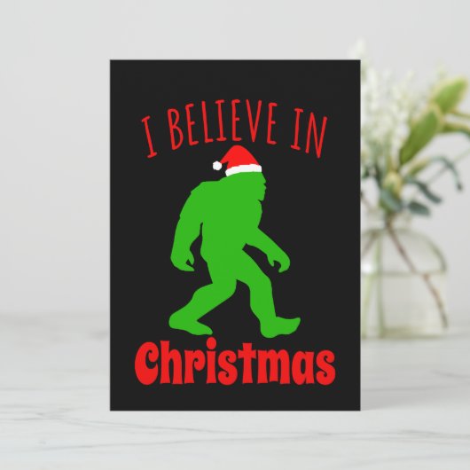 Funny Bigfoot geloof ik in Kerstmis Save The Date (Staand voorkant)