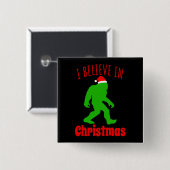Funny Bigfoot geloof ik in Kerstmis Vierkante Button 5,1 Cm (Voorkant /achterkant)