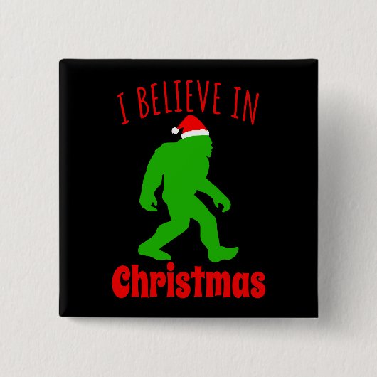 Funny Bigfoot geloof ik in Kerstmis Vierkante Button 5,1 Cm (Voorkant)