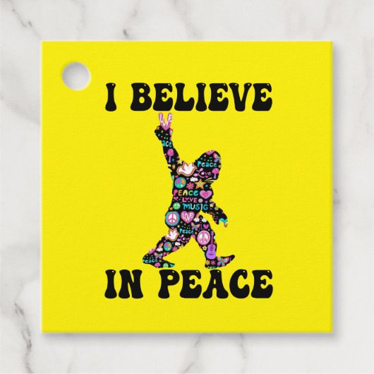 Funny Bigfoot geloof ik in vrede Bedankjes Labels (Voorkant)