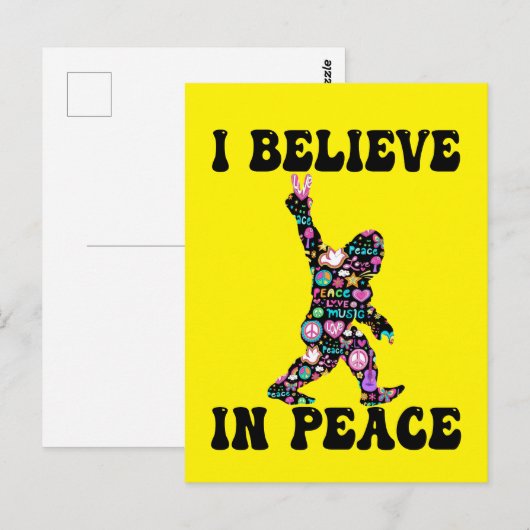 Funny Bigfoot geloof ik in vrede Briefkaart (Voorkant / Achterkant)