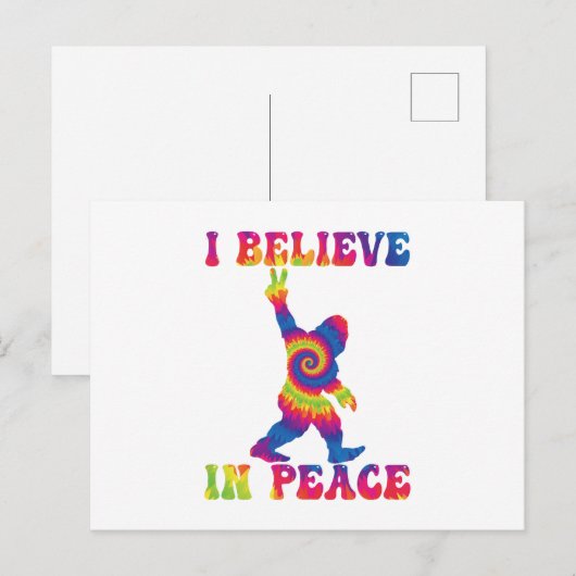 Funny Bigfoot geloof ik in vrede Feestdagenkaart (Voorkant / Achterkant)