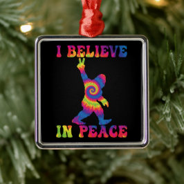 Funny Bigfoot geloof ik in vrede Metalen Ornament