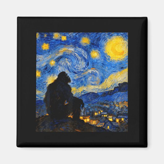 Funny Bigfoot Graphic Van Gogh Style Sasquatch Sta Magneet (Voorkant)