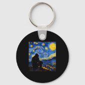 Funny Bigfoot Graphic Van Gogh Style Sasquatch Sta Sleutelhanger (Voorkant)