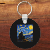 Funny Bigfoot Graphic Van Gogh Style Sasquatch Sta Sleutelhanger (Voorkant)