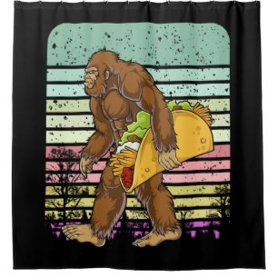Funny Bigfoot Holding A Taco Douchegordijn