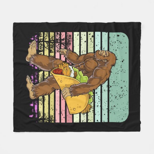 Funny Bigfoot Holding A Taco Fleece Deken (Voorkant (Horizontaal))