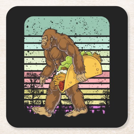 Funny Bigfoot Holding A Taco Kartonnen Onderzetters (Voorkant)