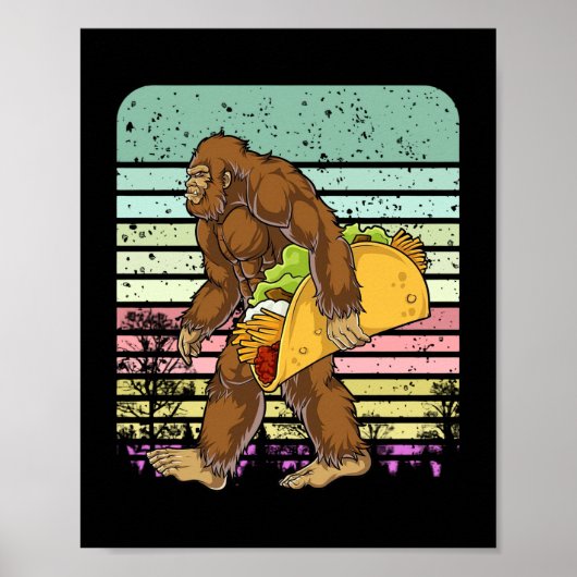 Funny Bigfoot Holding A Taco Poster (Voorkant)