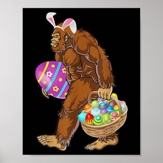 Funny Bigfoot Hunting Easter Eggs Poster (Voorkant)