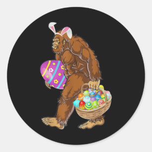 Funny Bigfoot Hunting Easter Eggs Ronde Sticker
