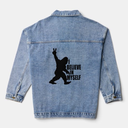 Funny Bigfoot-ik geloof in mezelf Denim Jacket (Achterkant)