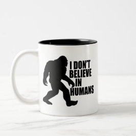 Funny Bigfoot-ik geloof niet in mensen Tweekleurige Koffiemok