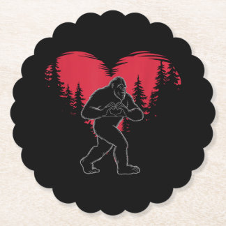 Funny Bigfoot in Love Heart Happy Valentine's Day Kartonnen Onderzetters