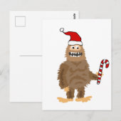 Funny Bigfoot in Santa hat Kerstmis Cartoon Briefkaart (Voorkant / Achterkant)