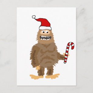 Funny Bigfoot in Santa hat Kerstmis Cartoon Briefkaart