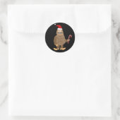 Funny Bigfoot in Santa hat Kerstmis Cartoon Ronde Sticker (Tas)
