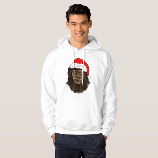 Funny Bigfoot in Santa Hat Sasquatch Humor Hoodie (Voorkant volledig)