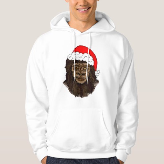Funny Bigfoot in Santa Hat Sasquatch Humor Hoodie (Voorkant)