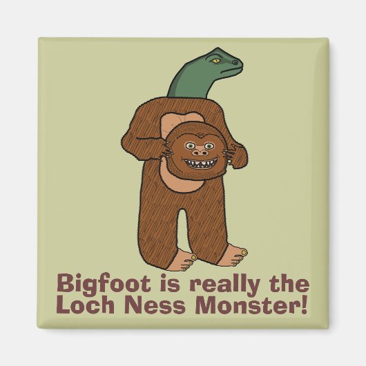 Funny Bigfoot Loch Ness Monster Magneet (Voorkant)