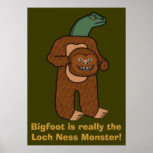 Funny Bigfoot Loch Ness Monster Poster (Voorkant)