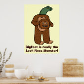 Funny Bigfoot Loch Ness Monster Poster (Keuken)