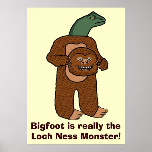 Funny Bigfoot Loch Ness Monster Poster (Voorkant)