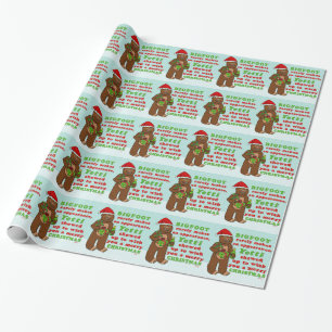 Funny Bigfoot Merry Kerstmis Sasquatch Pun Cadeaupapier