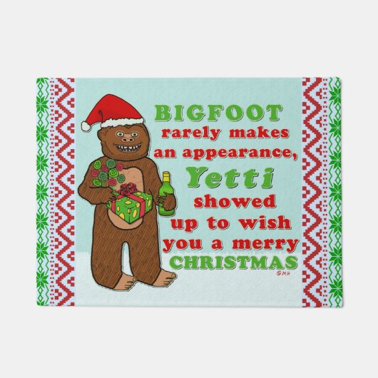 Funny Bigfoot Merry Kerstmis Sasquatch Pun Deurmat (Voorkant)