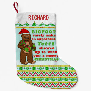 Funny Bigfoot Merry Kerstmis Sasquatch Pun Kleine Kerstsok