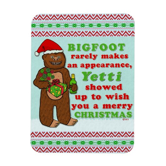 Funny Bigfoot Merry Kerstmis Sasquatch Pun Magneet (Verticaal)